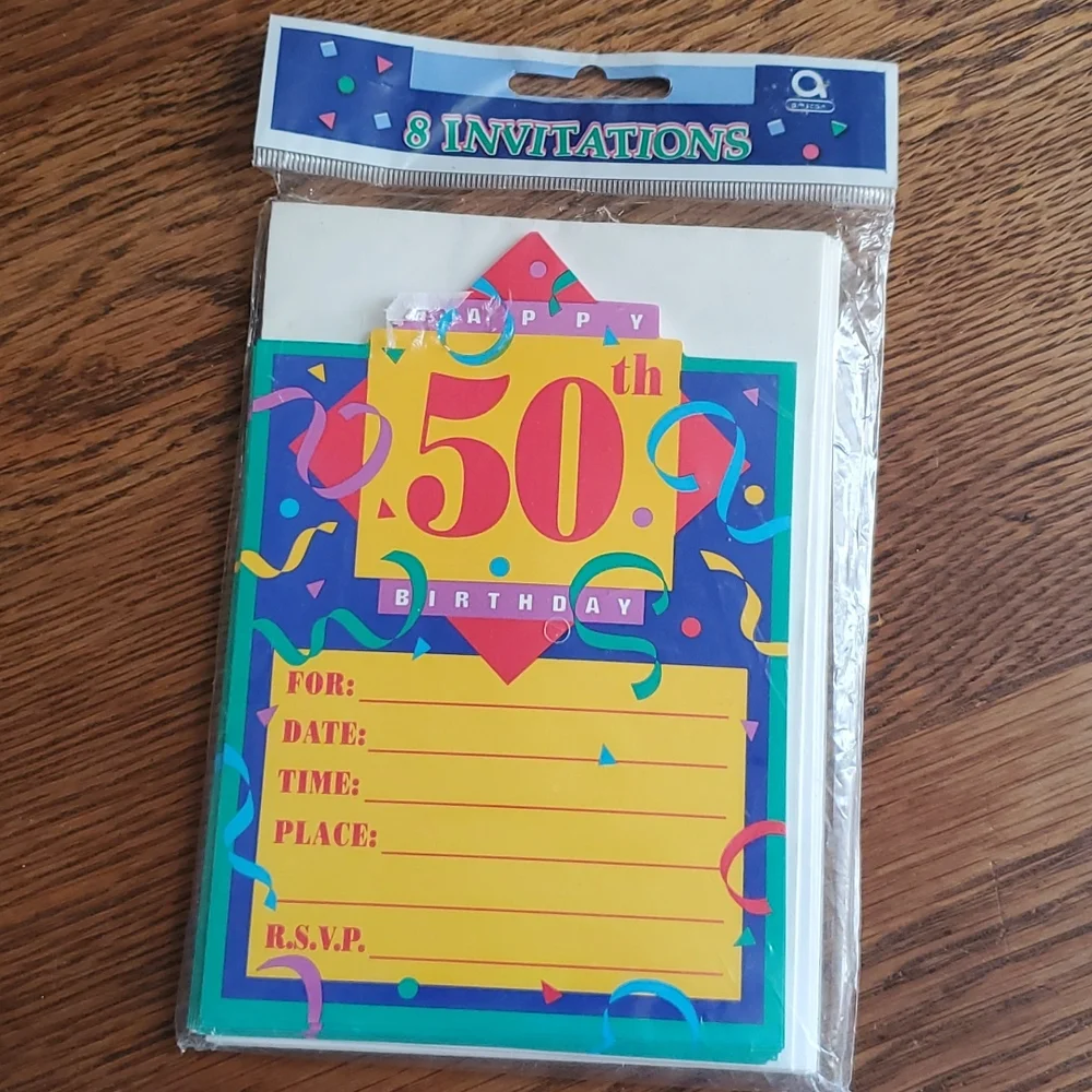 50th Birthday Invitations Package of 8